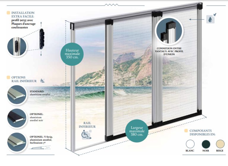 Moustiquaire plissée pour porte et baies vitrée double latérale standard